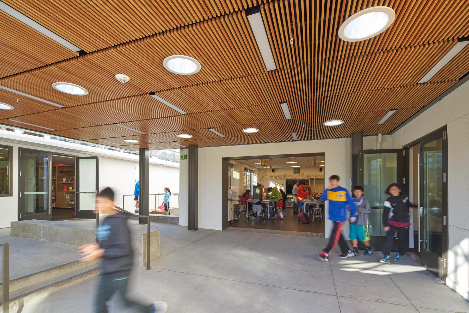 The Chinese American International School is a dual Chinese-English dual language immersion school in San Francisco; the new middle school campus is an adaptive reuse of two abandoned buildings into a dynamic and collaborative new educational environment.