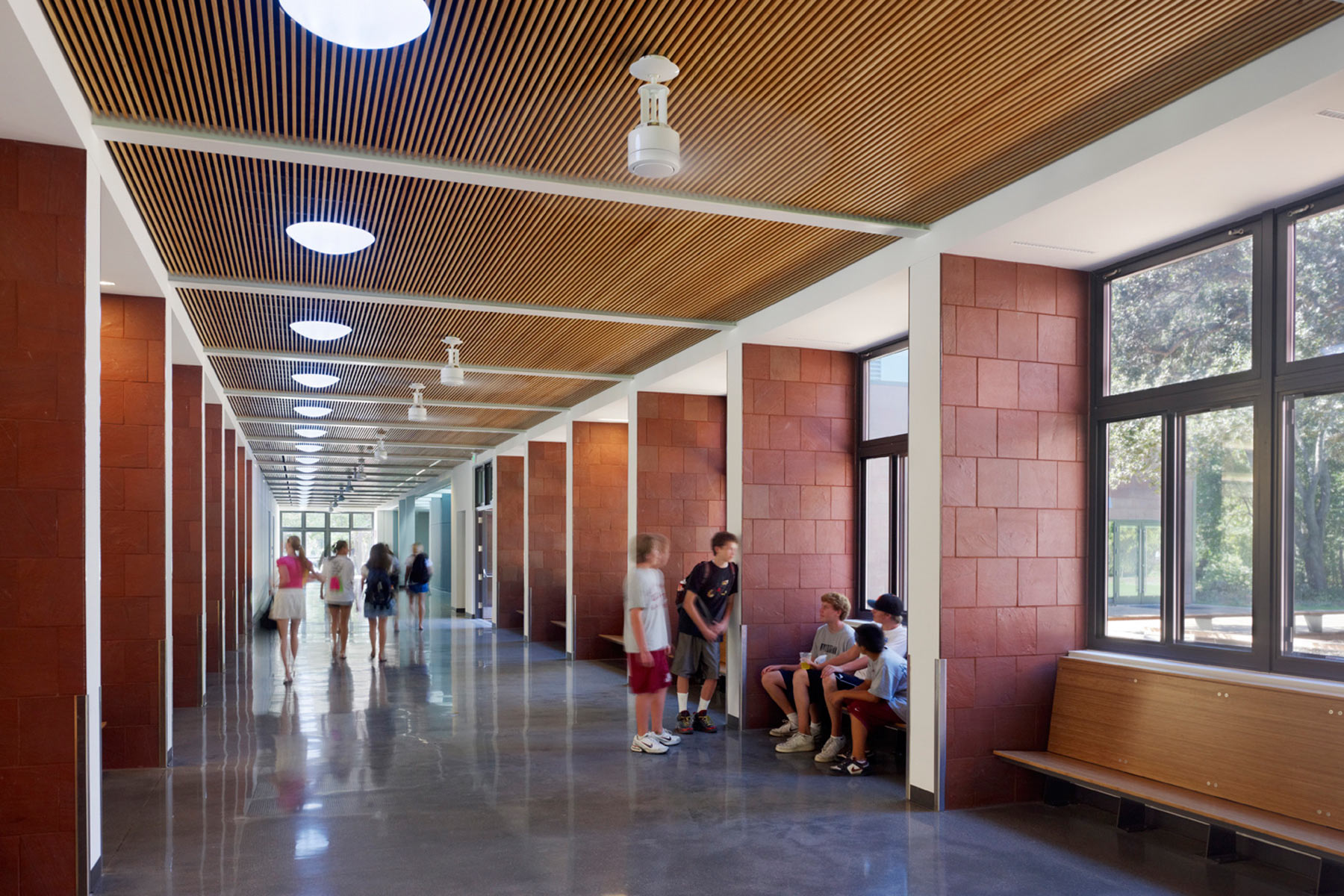 The Michael J. Homer Science and Student Life Center at Sacred Heart in the San Francisco Bay Area offers a unique educational environment that encourages scientific inquiry, fosters a strong learning community, and promotes environment stewardship, while also leading the charge on sustainability by being the first LEED For Schools Platinum certification in the country.