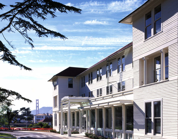 The Thoreau Center for Sustainability in San Francisco is a landmark renovation of the historic Army Hospital in the Presidio, and one of the first public/private partnership projects in the new National Park. This non-profit center is a national model for integrating sustainable design strategies within the National Register historic structures.